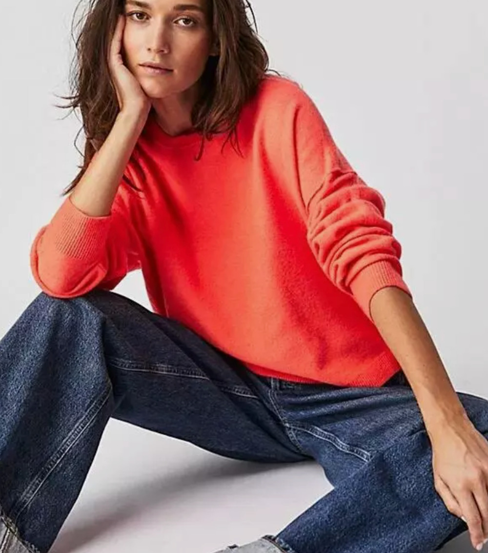 NEW FREE PEOPLE RED CHERRY GLOW LUNA PULLOVER SWEATER SZ XS